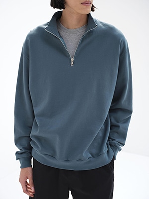 ELASTIC HIGH GAUGE SWEAT HALF ZIP P/O