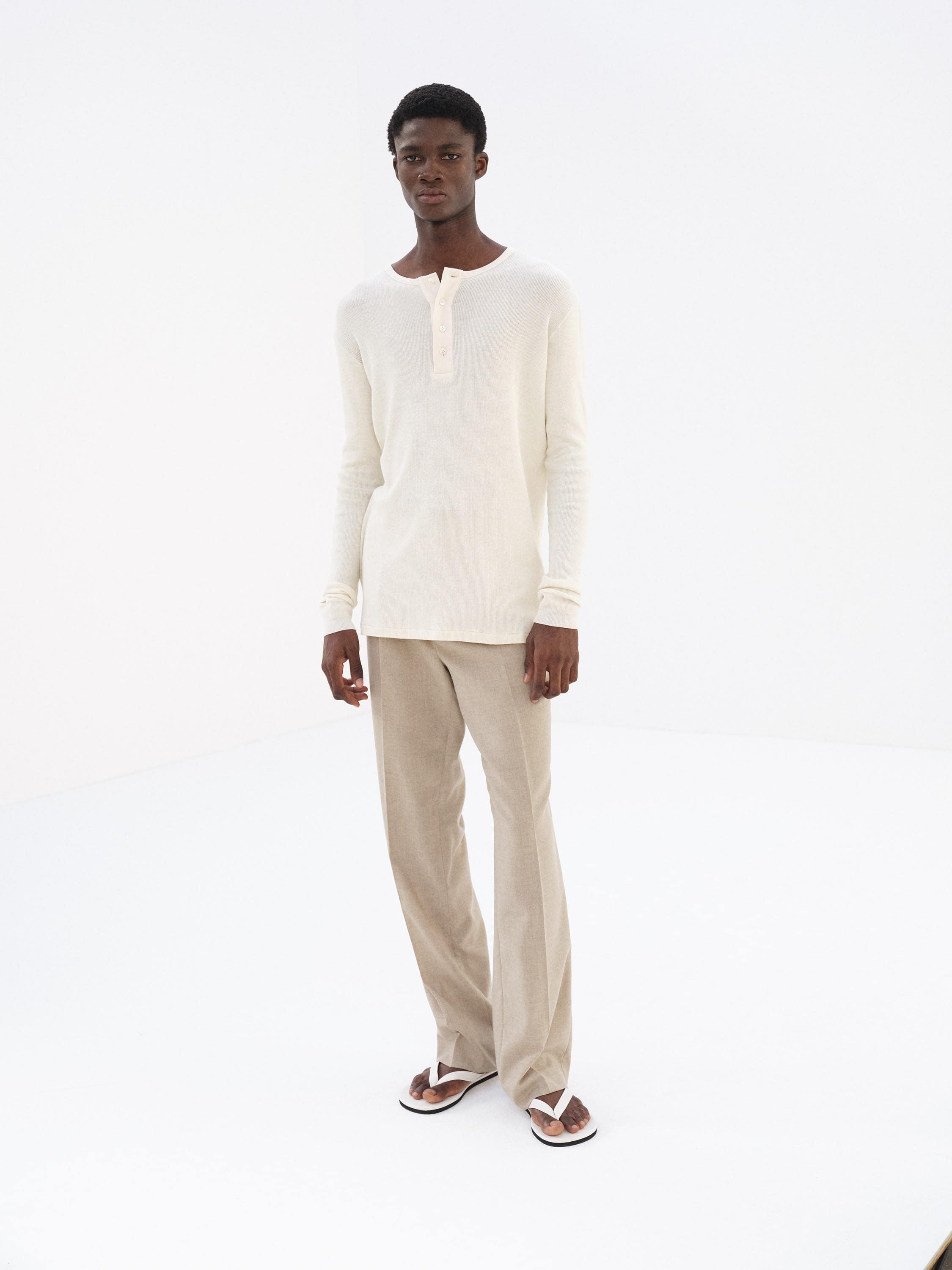 ORGANIC SOFT RIB HENLEY NECK P/O 詳細画像 IVORY 2