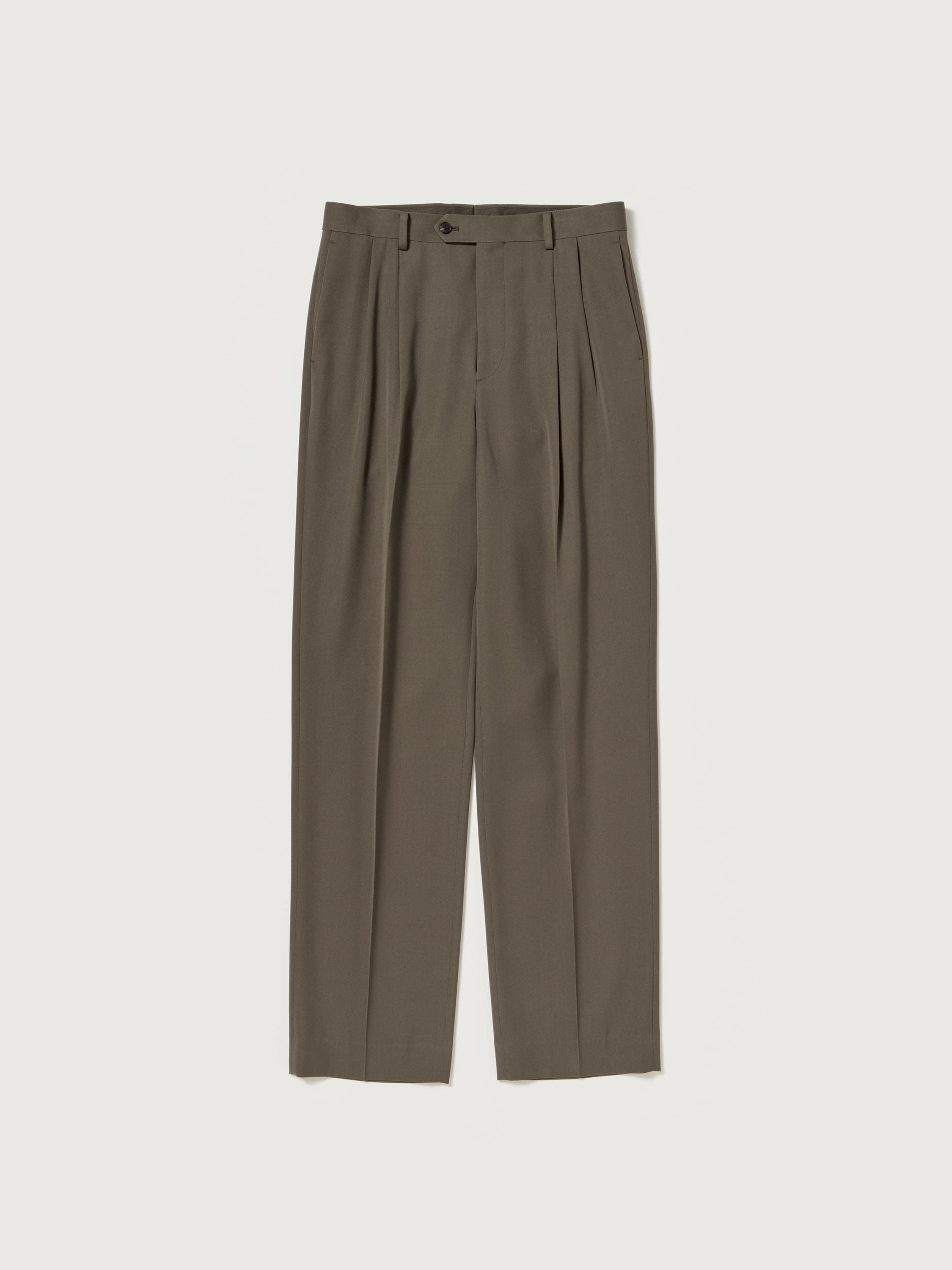 LIGHT WOOL MAX GABARDINE TWO-TUCK SLACKS 詳細画像 DARK OLIVE BROWN 1
