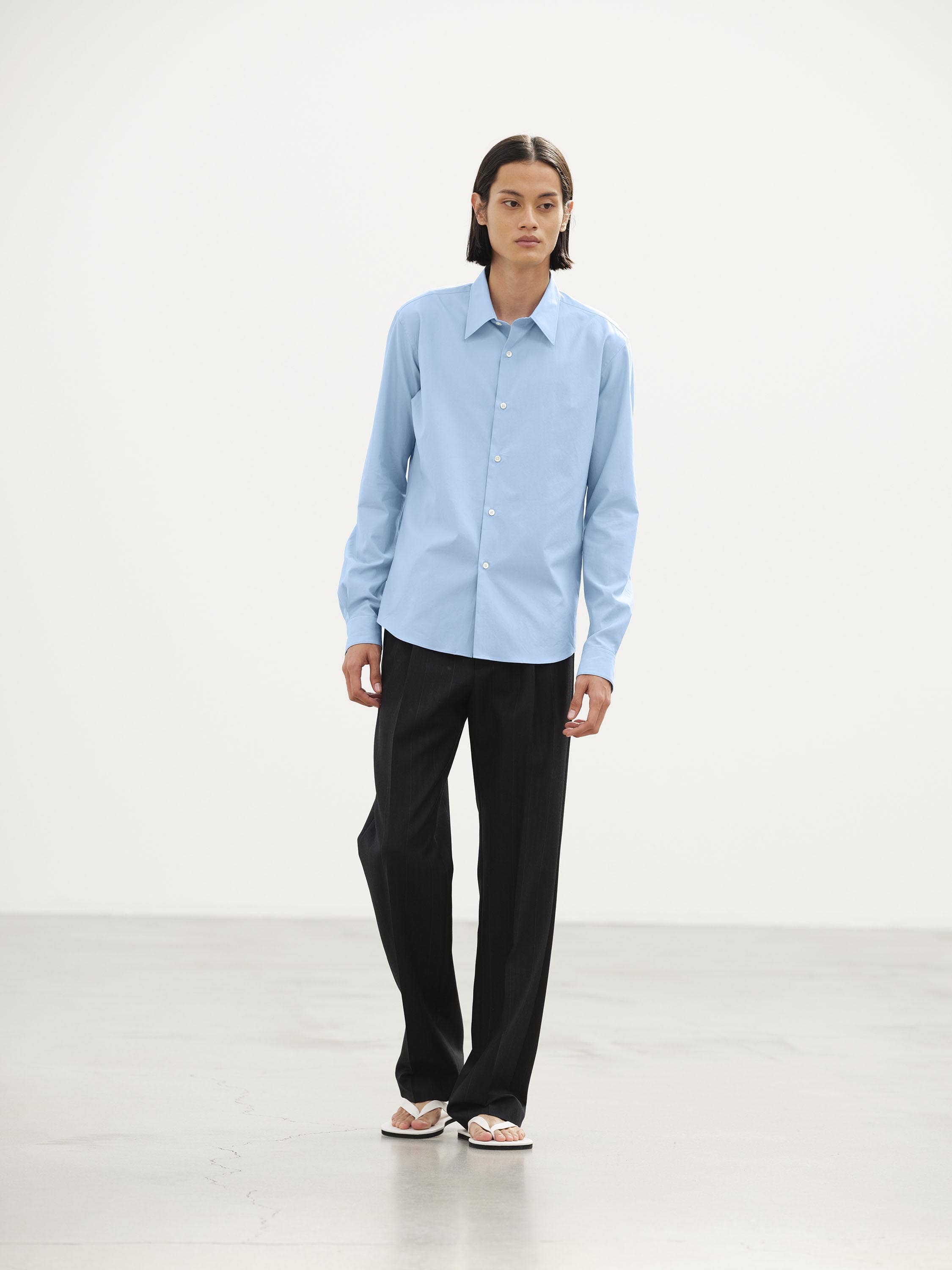 WASHED FINX TWILL SLIM SHIRT 詳細画像 LIGHT BLUE 1