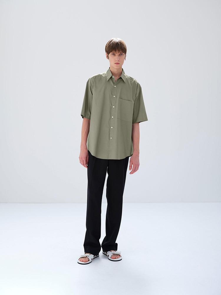 WASHED FINX TWILL BIG HALF SLEEVED SHIRT
